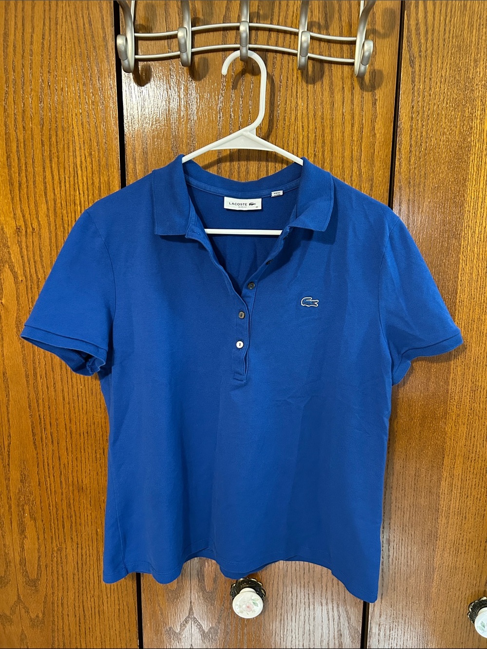 Lacoste Women's Bright royal  Blue Polo Shirt with Embroidered Croc